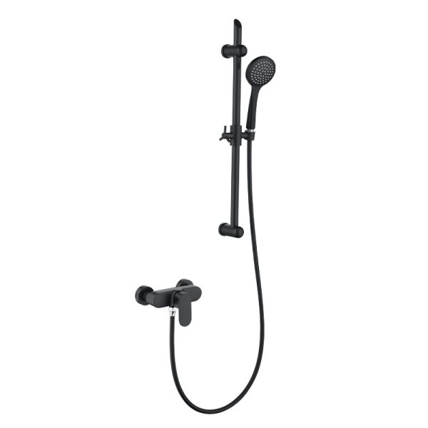 Stainless Steel Exposed Bath Shower Mixer Kit Brass Hand Shower Rail Set Diverter Bathroom Faucet Spout Feature Mirror Surface