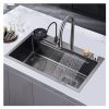 Stepped Kitchen Sink High and Low Step Wash Multi-function Large Handmade Sus304 Single Smart Kitchen Sink with Cup Washer Stepped Kitchen Sink High and Low Step Stepped Kitchen Sink High and Low Step