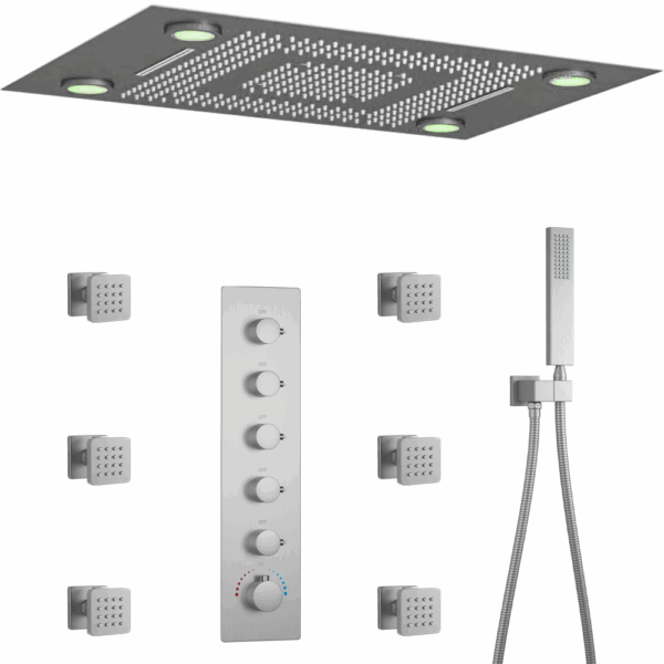 Thermostatic Shower System 3 in 1 LED Mist Shower and Massage Body Jets