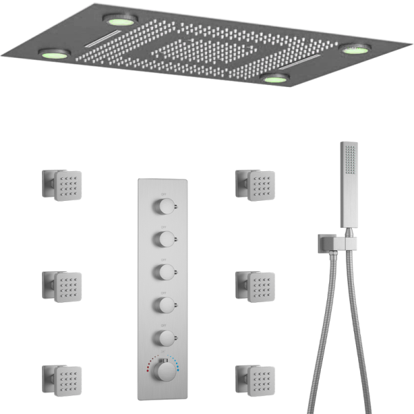 Thermostatic Shower System 3 in 1 LED Mist Shower and Massage Body Jets