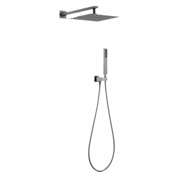 Bathroom Rainfall Shower System Wall-Mounted Pressure Balancing Mixer Valve Brushed Brass Jet Spray for Hotels