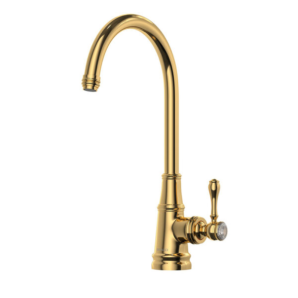 Traditional Style Deck Mounted Single Hole Tall Faucet Classic Design Gold Finish Brass Bathroom Sink Tap