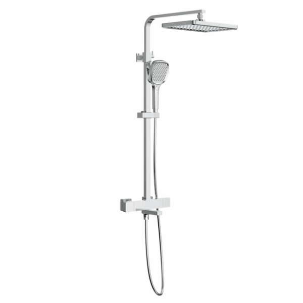 Universal Contemporary Copper Faucet Thermostatic Smart Square Brass Shower Set Polished 3 Functions Soft Rain Massage Chrome