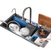 Kitchen Nano Stainless Steel Waterfall Sink with Pull-out Faucet and Kitchen Waste Bin for Hotel Kitchen Upgraded Black Kitchen Nano Stainless Steel Waterfall Upgraded Black Kitchen Nano Stainless Steel Waterfall