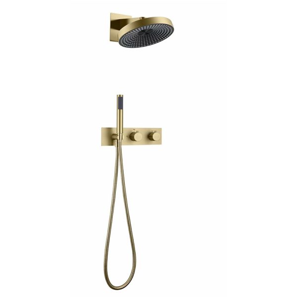 Brushed gold Wall Mounted Control Shower set Handheld Top Spray Shower 2 function Bathroom
