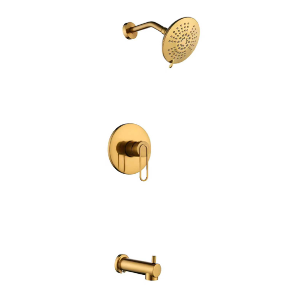 WEIHAO Wall Mounted Brushed Gold Shower System Shower Faucet Set 2 Function Bathroom
