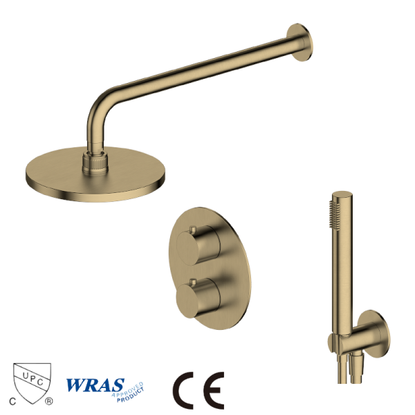 Gold Brushed Shower Set Concealed Shower Sets Thermostatic Value Head