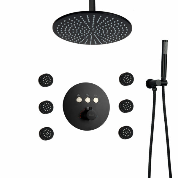 Wall Mounted 10 Inch LED Round Thermostatic Shower System Rain Shower Head Set