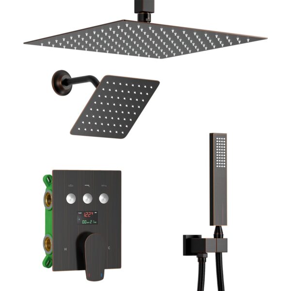 Wall Mounted Bathroom Shower Head Mixer Set 3 Functions Oil Rubbed Bronze Shower System Water Saving Shower Sets High Pressure