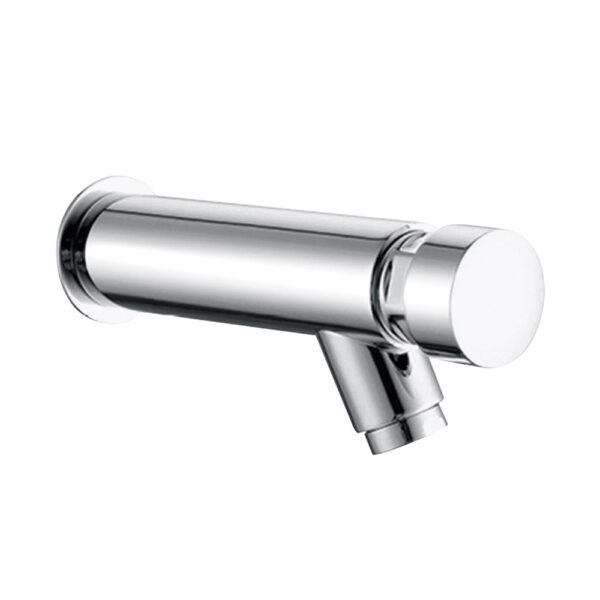 Wall Mounted Chrome Finished Brass Self Closing Basin Mixer With Round Handle