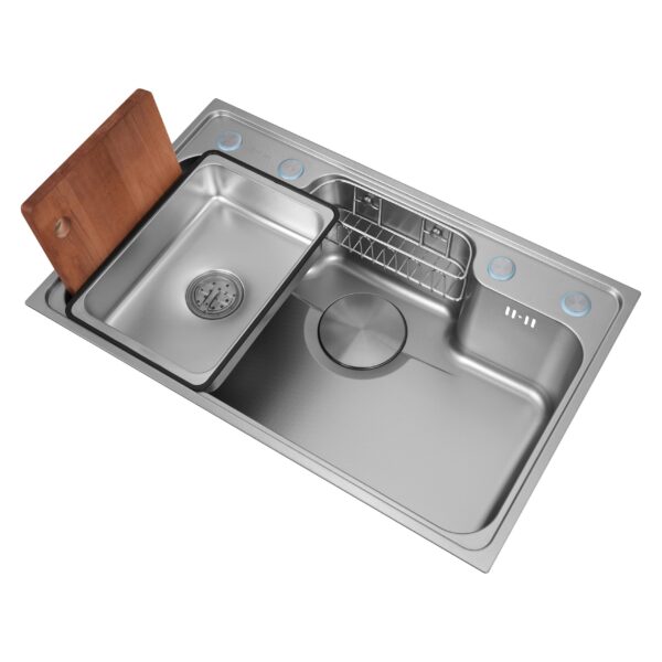 Multifunctional Single Bowl Kitchen Sink Faucet Nano Surface Four Holes-Fashionable Accessories for Japanese Korean Market