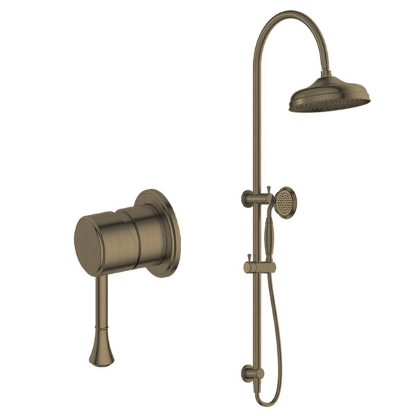 Watermark Guangzhou Antique Brass Shower System Rainfall Faucet Set Mixer With Rain
