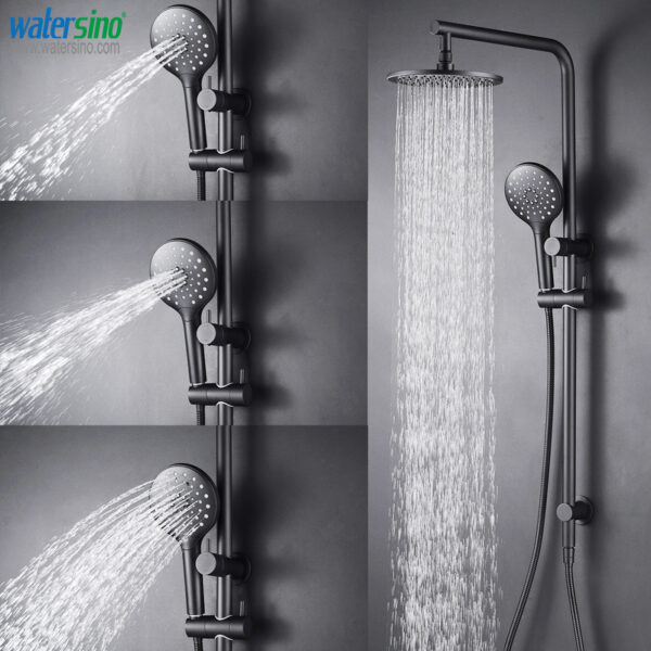 Watermark White All Brass Pressurized Rain Shower Head Soft Spray Pattern Hot Cold Water Handheld Shower Set