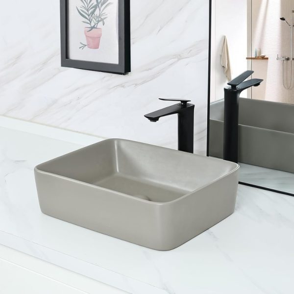 Wholesale Nice Price Sanitary Ware Matte Grey Color Bathroom Wash Basin Ceramic Base Bathroom Sink