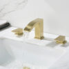 Widespread Brushed Gold Bathroom Sink Tap Stainless