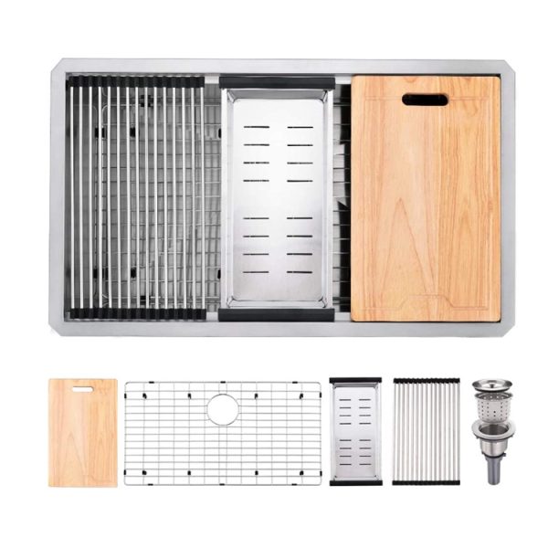 Workstation Kitchen Sink Undermount Stainless Steel Single Bowl Sink With WorkFlow Ledge